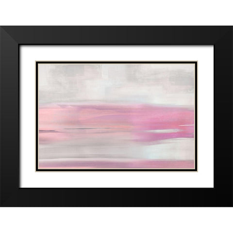 Pink Blush Stroke Black Modern Wood Framed Art Print with Double Matting by Messina, Jake