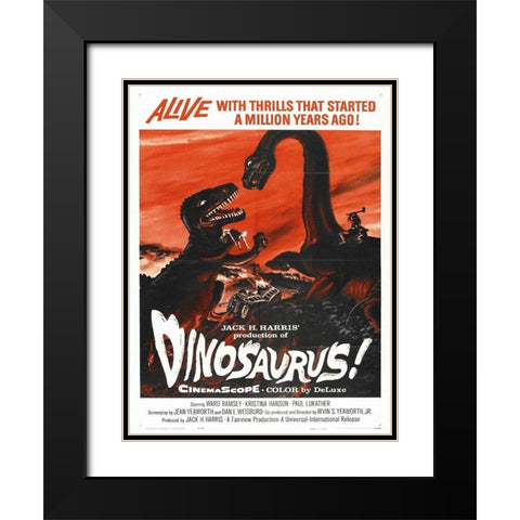 Dinosaurus Black Modern Wood Framed Art Print with Double Matting by Anonymous