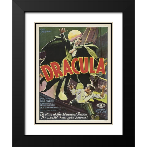 Dracula 1931 Black Modern Wood Framed Art Print with Double Matting by Anonymous