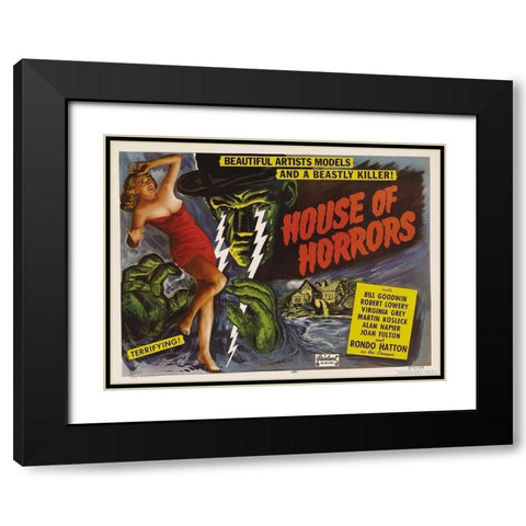House Of Horror Black Modern Wood Framed Art Print with Double Matting by Anonymous