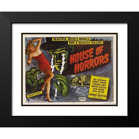 House Of Horror Black Modern Wood Framed Art Print with Double Matting by Anonymous