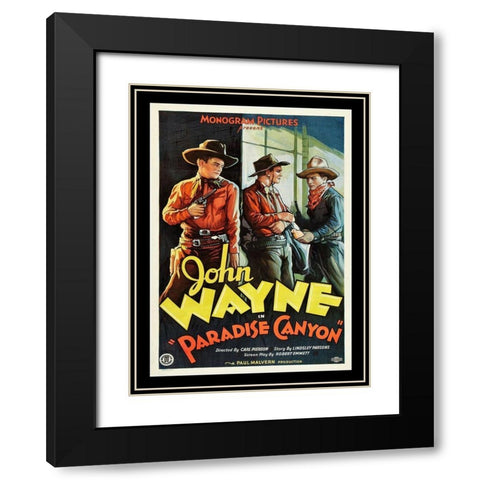 John Wayne Paradise Canyon Black Modern Wood Framed Art Print with Double Matting by Anonymous