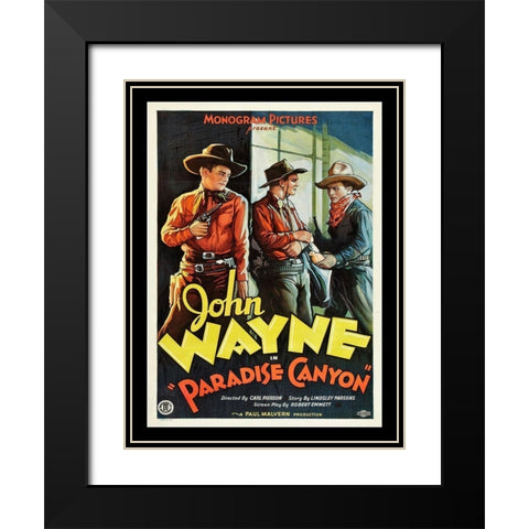 John Wayne Paradise Canyon Black Modern Wood Framed Art Print with Double Matting by Anonymous