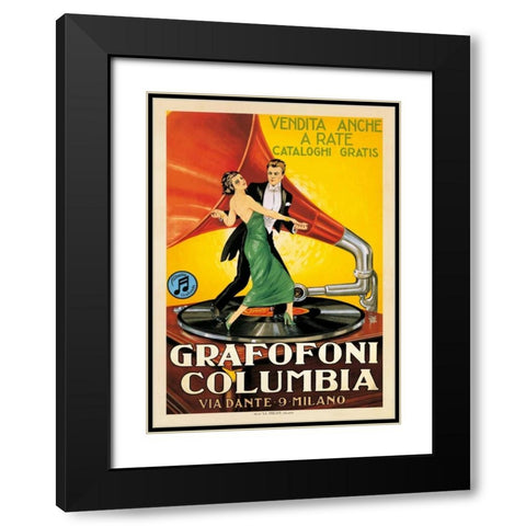Grafofoni Columbia-1920 ca Black Modern Wood Framed Art Print with Double Matting by Anonymous