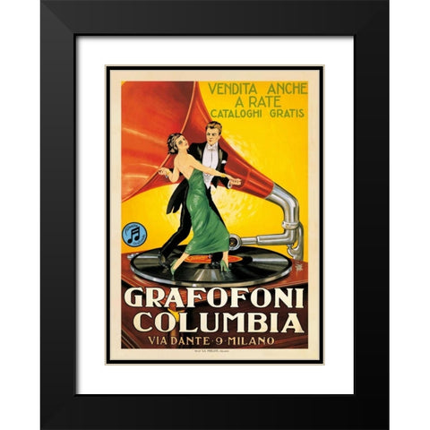 Grafofoni Columbia-1920 ca Black Modern Wood Framed Art Print with Double Matting by Anonymous