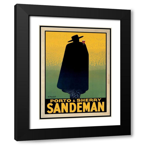 Porto and Sherry Sandeman Black Modern Wood Framed Art Print with Double Matting by Massiot, Georges