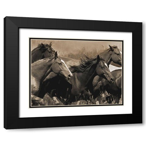Middle of the Pack Black Modern Wood Framed Art Print with Double Matting by Dawson, Robert