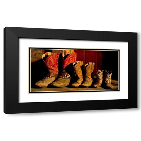 Family of Boots Black Modern Wood Framed Art Print with Double Matting by Dawson, Robert