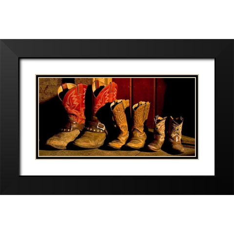 Family of Boots Black Modern Wood Framed Art Print with Double Matting by Dawson, Robert