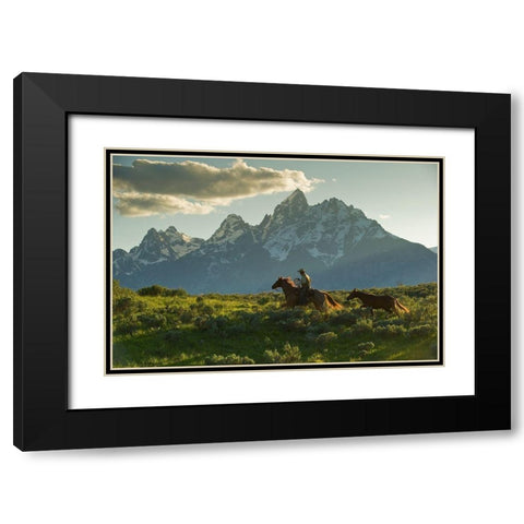 Along the Teton Trail Black Modern Wood Framed Art Print with Double Matting by Dawson, Robert