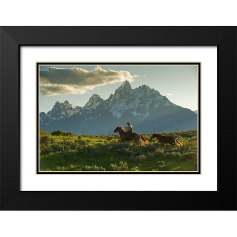 Along the Teton Trail Black Modern Wood Framed Art Print with Double Matting by Dawson, Robert