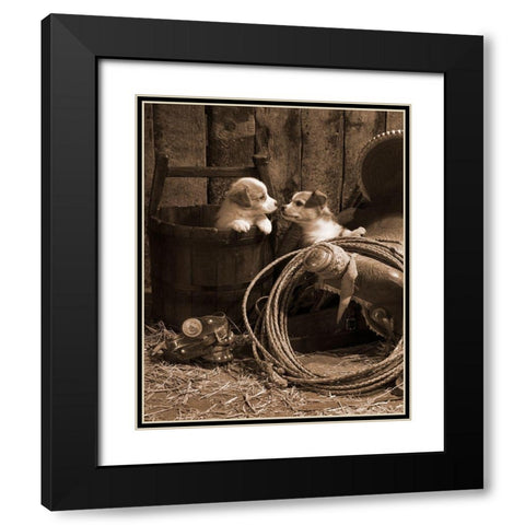 How Bout A Kiss Black Modern Wood Framed Art Print with Double Matting by Dawson, Robert