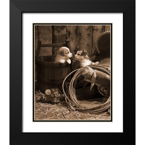 How Bout A Kiss Black Modern Wood Framed Art Print with Double Matting by Dawson, Robert