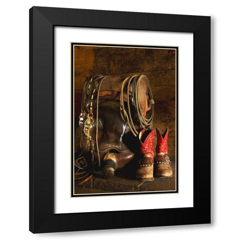 In the Barn Black Modern Wood Framed Art Print with Double Matting by Dawson, Robert