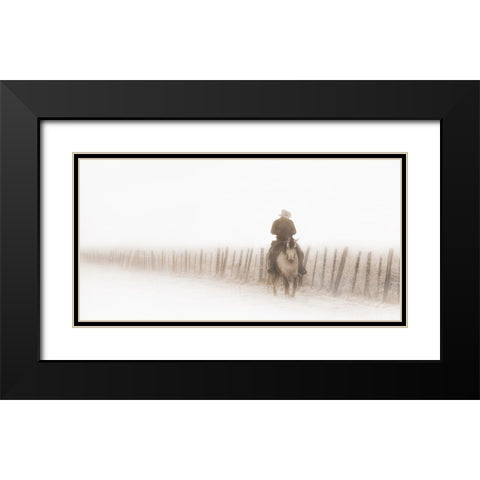 Riding Fence Black Modern Wood Framed Art Print with Double Matting by Dawson, Robert