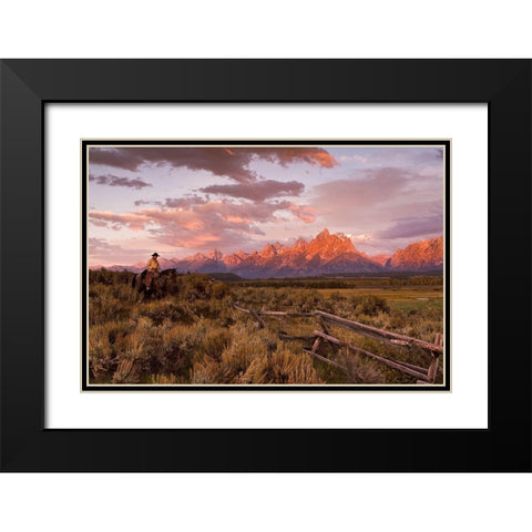 Ridin Fences 1 ~ Color Black Modern Wood Framed Art Print with Double Matting by Dawson, Robert