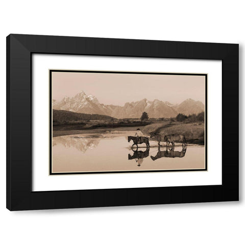 River Crossing II Black Modern Wood Framed Art Print with Double Matting by Dawson, Robert