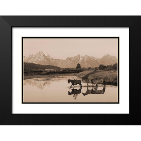 River Crossing II Black Modern Wood Framed Art Print with Double Matting by Dawson, Robert