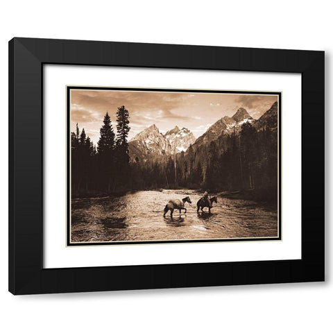 Teton Crossing Black Modern Wood Framed Art Print with Double Matting by Dawson, Robert
