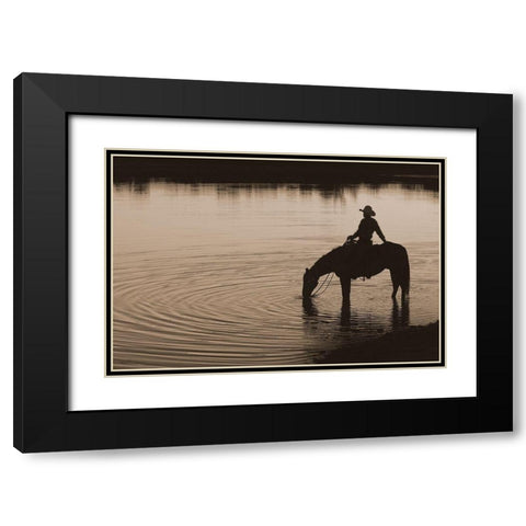 Texas Sunset ~ Sepia Black Modern Wood Framed Art Print with Double Matting by Dawson, Robert