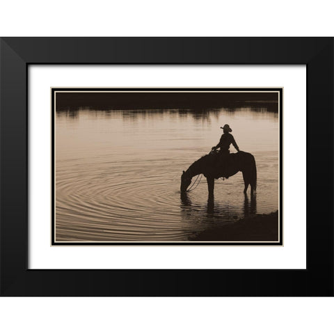 Texas Sunset ~ Sepia Black Modern Wood Framed Art Print with Double Matting by Dawson, Robert
