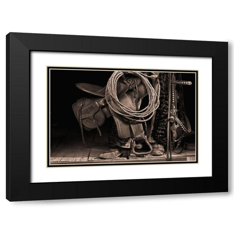 Waiting for A Ride Black Modern Wood Framed Art Print with Double Matting by Dawson, Robert