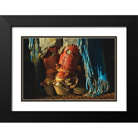 Work Boots Black Modern Wood Framed Art Print with Double Matting by Dawson, Robert