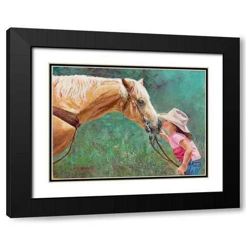 The First Kiss Black Modern Wood Framed Art Print with Double Matting by Dudley, June