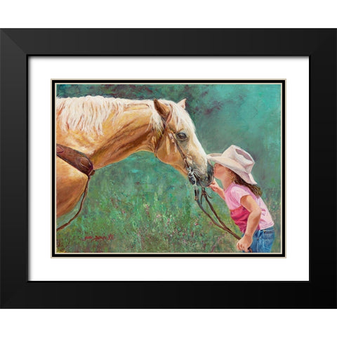 The First Kiss Black Modern Wood Framed Art Print with Double Matting by Dudley, June