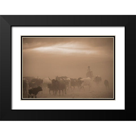 Caught In A Dust Storm Black Modern Wood Framed Art Print with Double Matting by Dawson, Robert