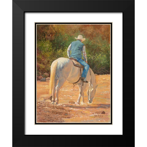 A Cool Drink Black Modern Wood Framed Art Print with Double Matting by Dudley, June