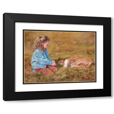 Getting To Know You Black Modern Wood Framed Art Print with Double Matting by Dudley, June