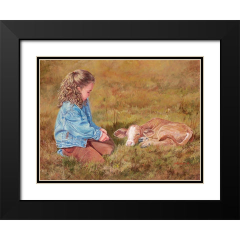 Getting To Know You Black Modern Wood Framed Art Print with Double Matting by Dudley, June