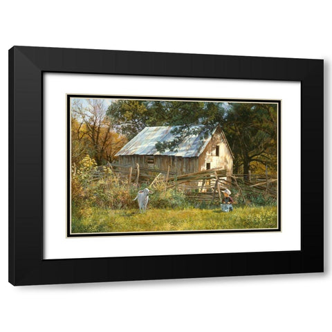 Morning Chat Black Modern Wood Framed Art Print with Double Matting by Dudley, June