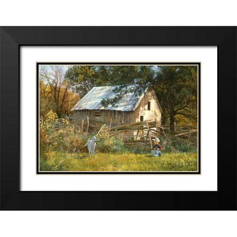 Morning Chat Black Modern Wood Framed Art Print with Double Matting by Dudley, June