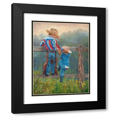 Cowboy Up Black Modern Wood Framed Art Print with Double Matting by Dudley, June