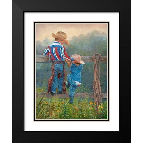 Cowboy Up Black Modern Wood Framed Art Print with Double Matting by Dudley, June