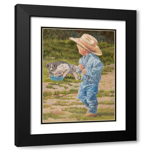 Little Boy Blue Black Modern Wood Framed Art Print with Double Matting by Dudley, June