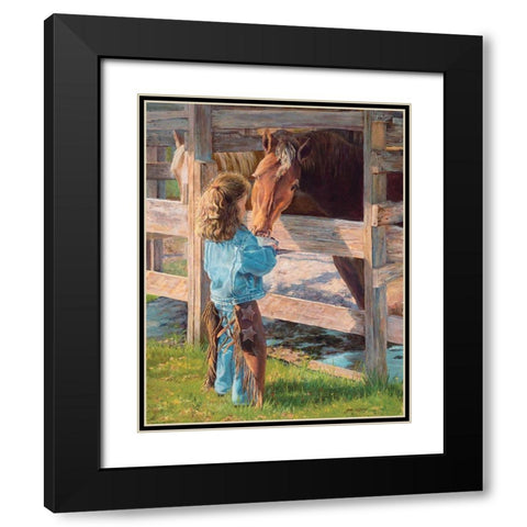 Morning Chores Black Modern Wood Framed Art Print with Double Matting by Dudley, June