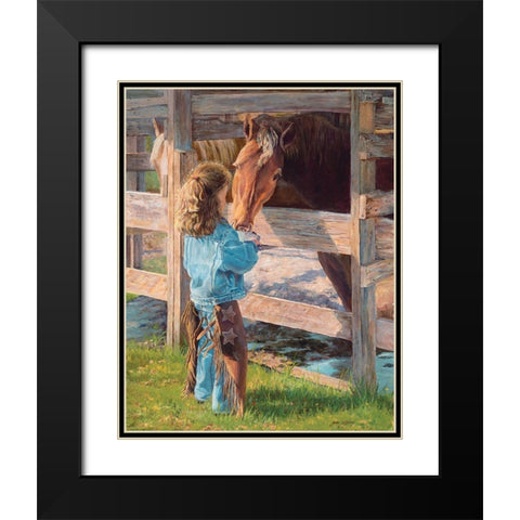Morning Chores Black Modern Wood Framed Art Print with Double Matting by Dudley, June