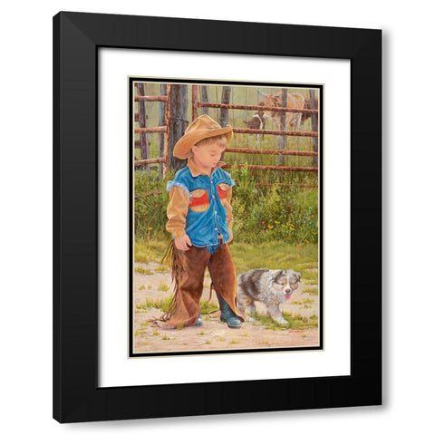 Boss Man Black Modern Wood Framed Art Print with Double Matting by Dudley, June