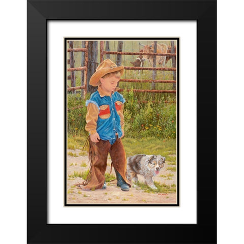 Boss Man Black Modern Wood Framed Art Print with Double Matting by Dudley, June