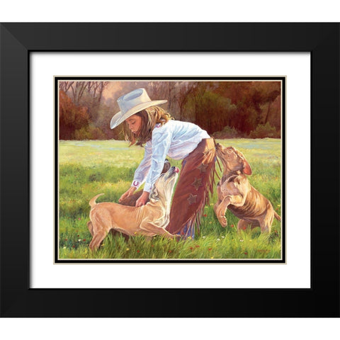 Puppy Love Black Modern Wood Framed Art Print with Double Matting by Dudley, June
