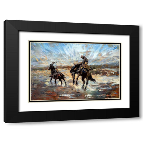 Buckin Bronco Black Modern Wood Framed Art Print with Double Matting by Bolokofsky, Ronald