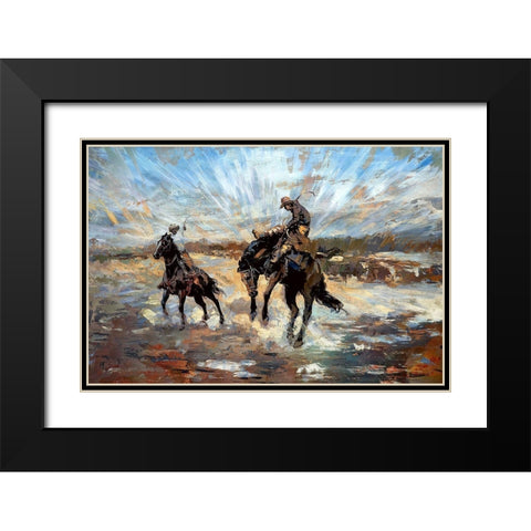 Buckin Bronco Black Modern Wood Framed Art Print with Double Matting by Bolokofsky, Ronald