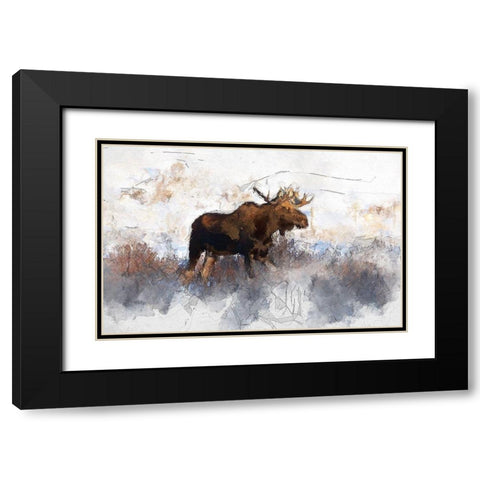 Bull Moose Black Modern Wood Framed Art Print with Double Matting by Bolokofsky, Ronald