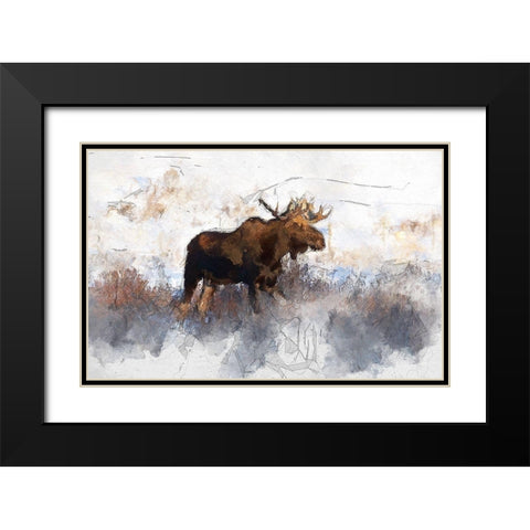 Bull Moose Black Modern Wood Framed Art Print with Double Matting by Bolokofsky, Ronald