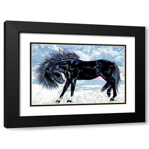 Friesian Horse Black Modern Wood Framed Art Print with Double Matting by Bolokofsky, Ronald