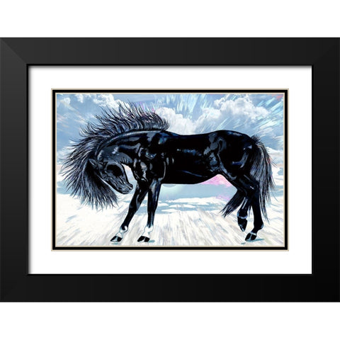 Friesian Horse Black Modern Wood Framed Art Print with Double Matting by Bolokofsky, Ronald