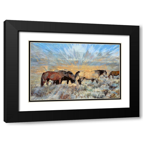 Grazing On the Grass Black Modern Wood Framed Art Print with Double Matting by Bolokofsky, Ronald